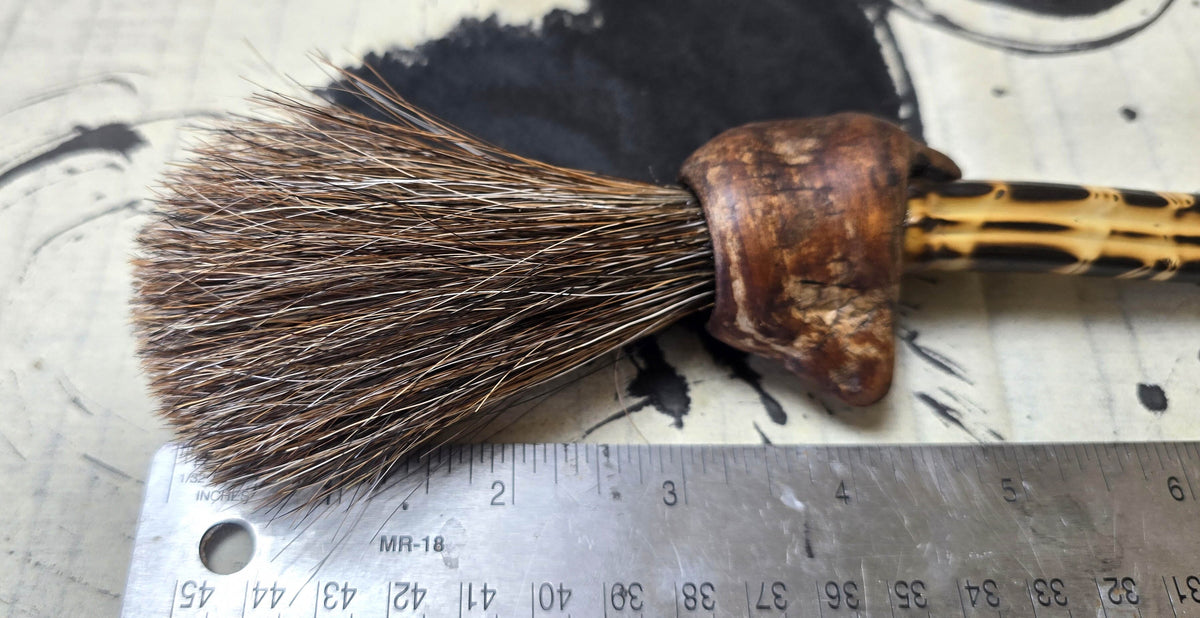 Handmade Sumi-e Brush with Natural Bristle and Burned Bamboo Handle Paintbrush Elizabeth Schowachert Art