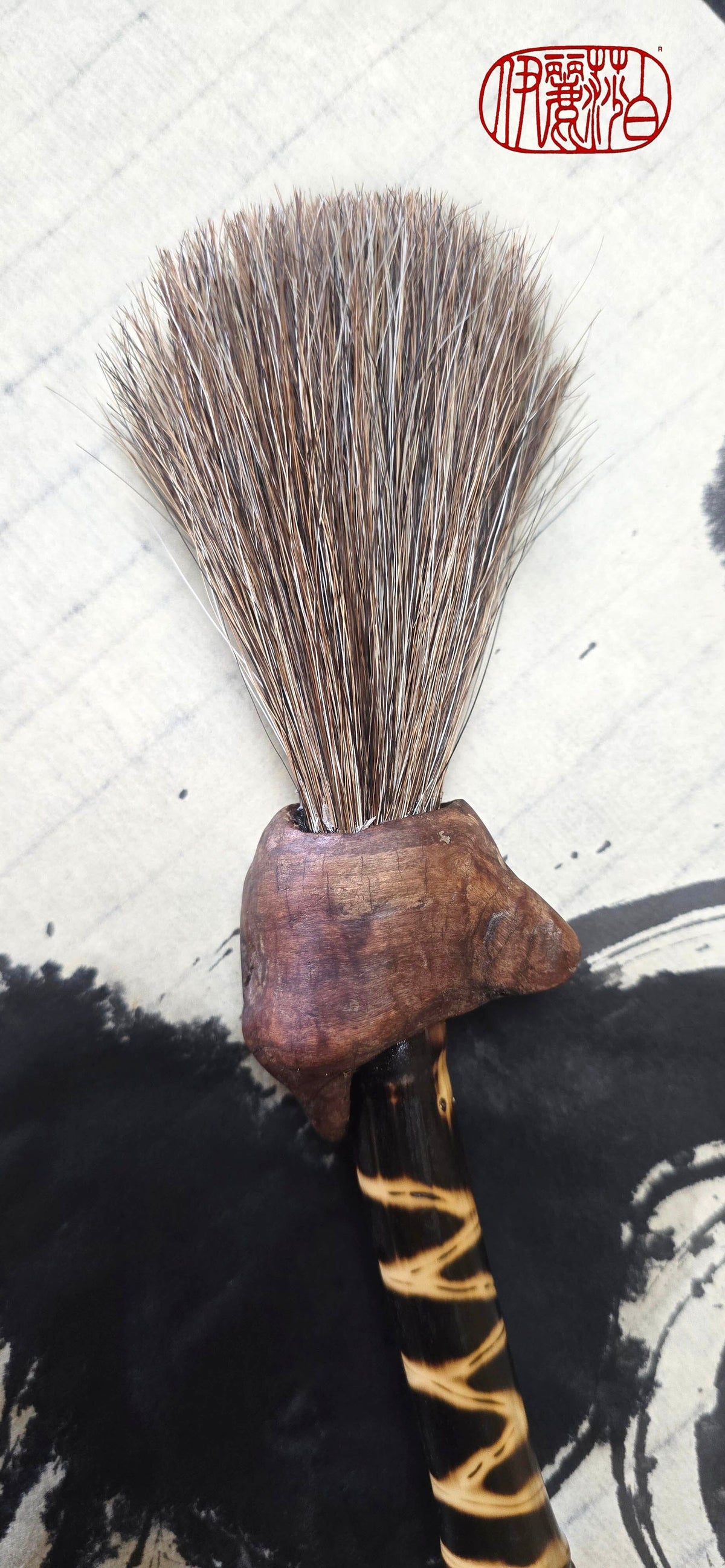 Handmade Sumi-e Brush with Natural Bristle and Burned Bamboo Handle Paintbrush Elizabeth Schowachert Art
