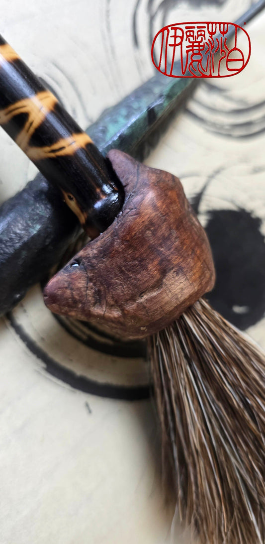 Handmade Sumi-e Brush with Natural Bristle and Burned Bamboo Handle Paintbrush Elizabeth Schowachert Art