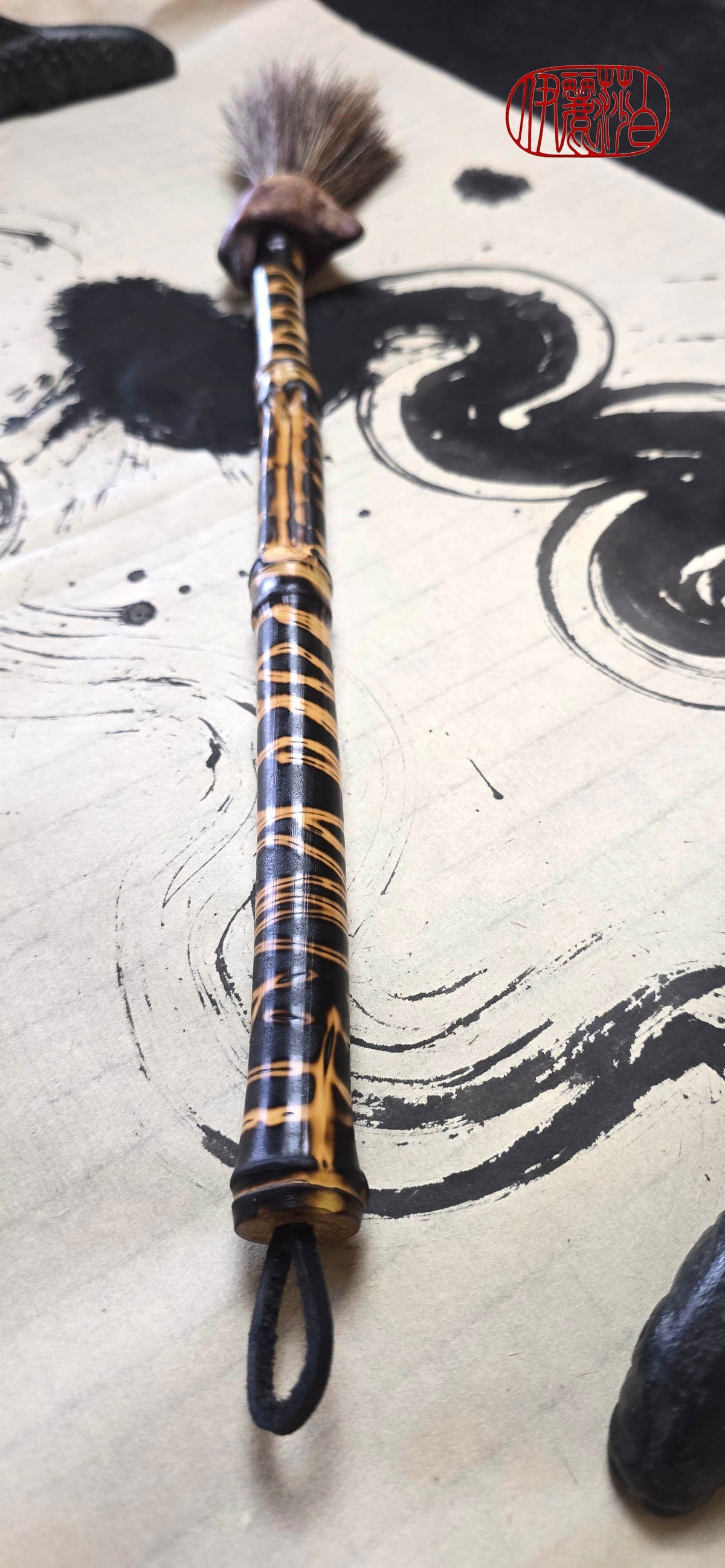 Handmade Sumi-e Brush with Natural Bristle and Burned Bamboo Handle Paintbrush Elizabeth Schowachert Art