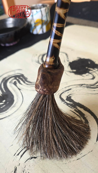 Handmade Sumi-e Brush with Natural Bristle and Burned Bamboo Handle Paintbrush Elizabeth Schowachert Art