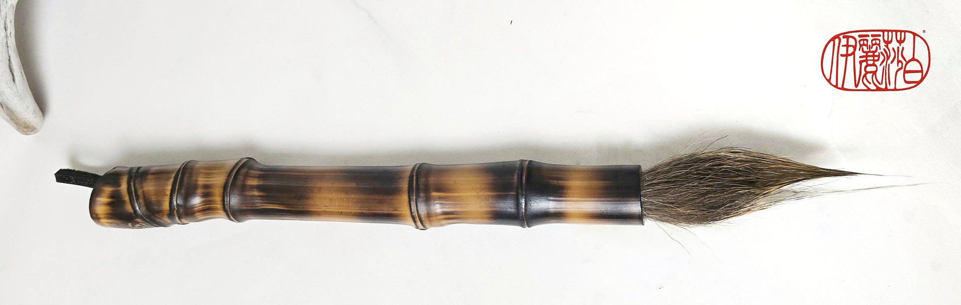 Handmade Sumi-Style Brush – Deer Tail with Fine Point &amp; Burnished Bamboo Handle Paintbrush Elizabeth Schowachert Art