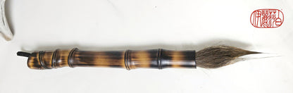 Handmade Sumi-Style Brush – Deer Tail with Fine Point &amp; Burnished Bamboo Handle Paintbrush Elizabeth Schowachert Art