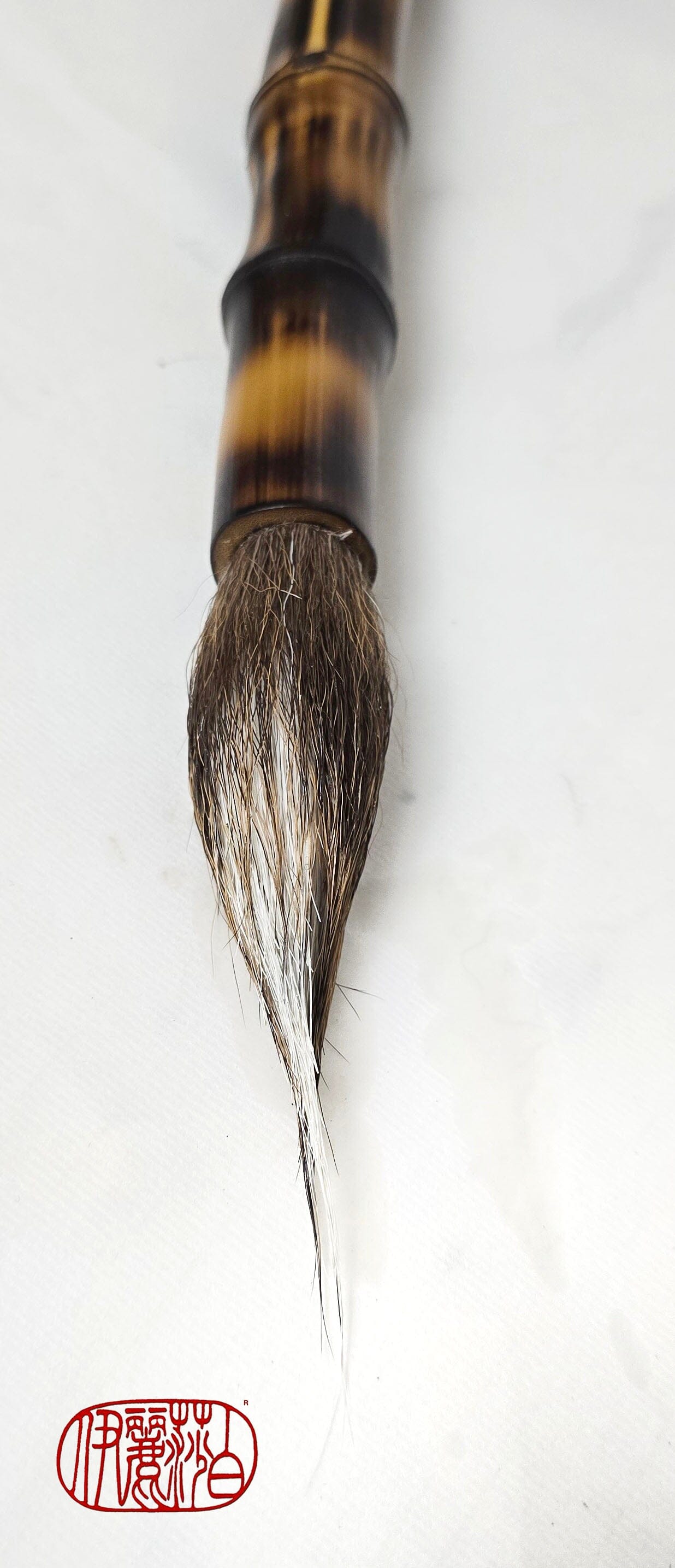 Handmade Sumi-Style Brush – Deer Tail with Fine Point &amp; Burnished Bamboo Handle Paintbrush Elizabeth Schowachert Art