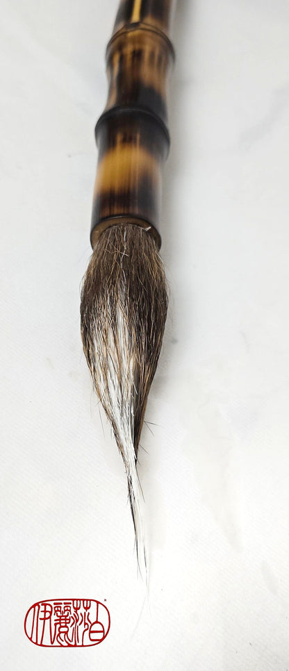 Handmade Sumi-Style Brush – Deer Tail with Fine Point &amp; Burnished Bamboo Handle Paintbrush Elizabeth Schowachert Art