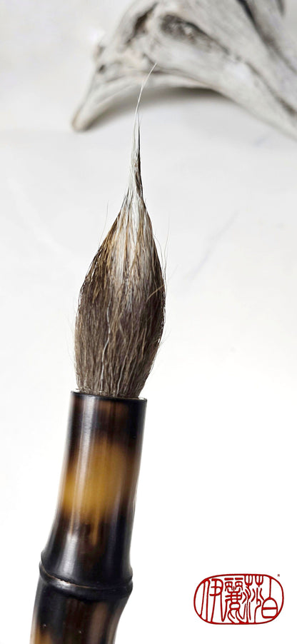 Handmade Sumi-Style Brush – Deer Tail with Fine Point &amp; Burnished Bamboo Handle Paintbrush Elizabeth Schowachert Art
