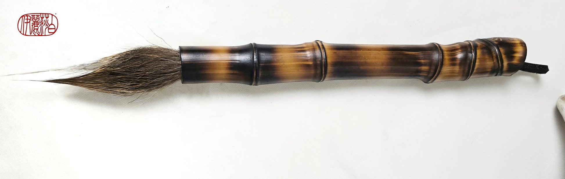 Handmade Sumi-Style Brush – Deer Tail with Fine Point &amp; Burnished Bamboo Handle Paintbrush Elizabeth Schowachert Art