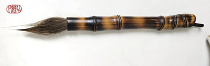 Handmade Sumi-Style Brush – Deer Tail with Fine Point &amp; Burnished Bamboo Handle Paintbrush Elizabeth Schowachert Art