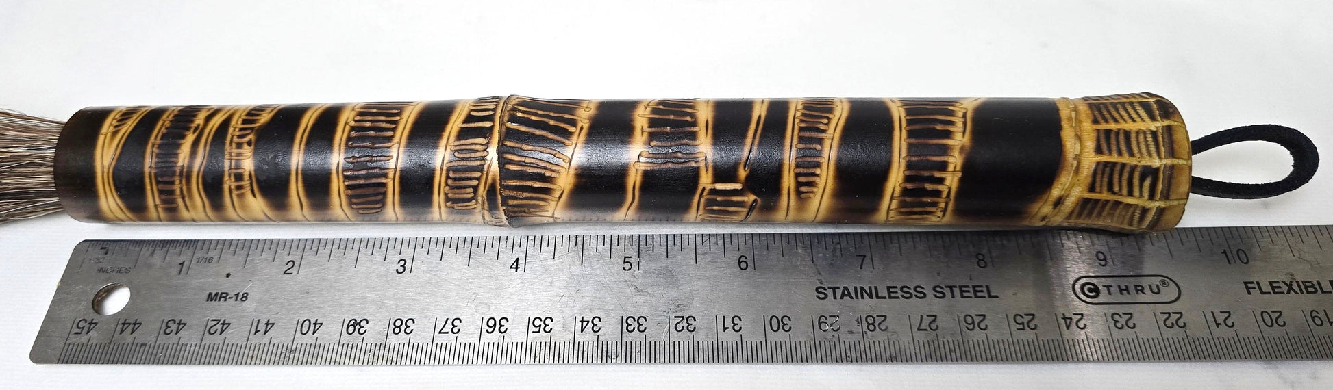 Handmade Sumi-Style Brush - Mixed Horsehair with Burned and Engraved Bamboo Handle Paintbrush Elizabeth Schowachert Art