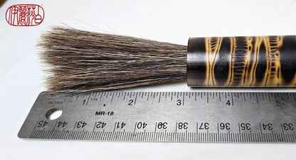 Handmade Sumi-Style Brush - Mixed Horsehair with Burned and Engraved Bamboo Handle Paintbrush Elizabeth Schowachert Art