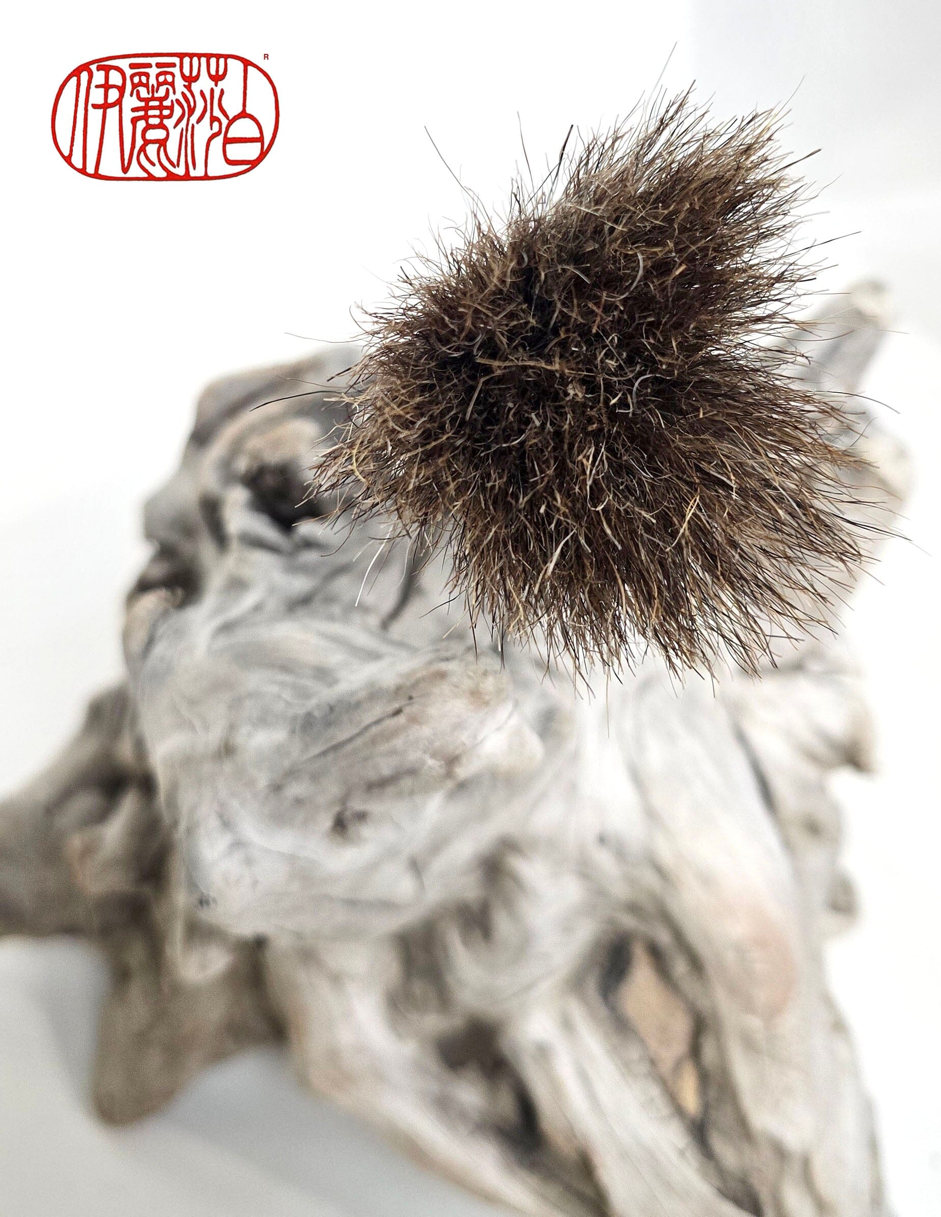 Handmade Sumi-Style Brush - Mixed Horsehair with Burned and Engraved Bamboo Handle Paintbrush Elizabeth Schowachert Art