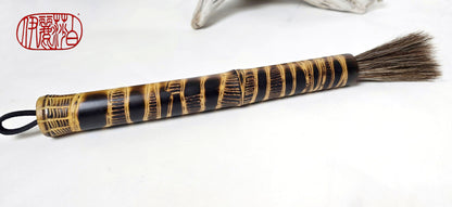 Handmade Sumi-Style Brush - Mixed Horsehair with Burned and Engraved Bamboo Handle Paintbrush Elizabeth Schowachert Art