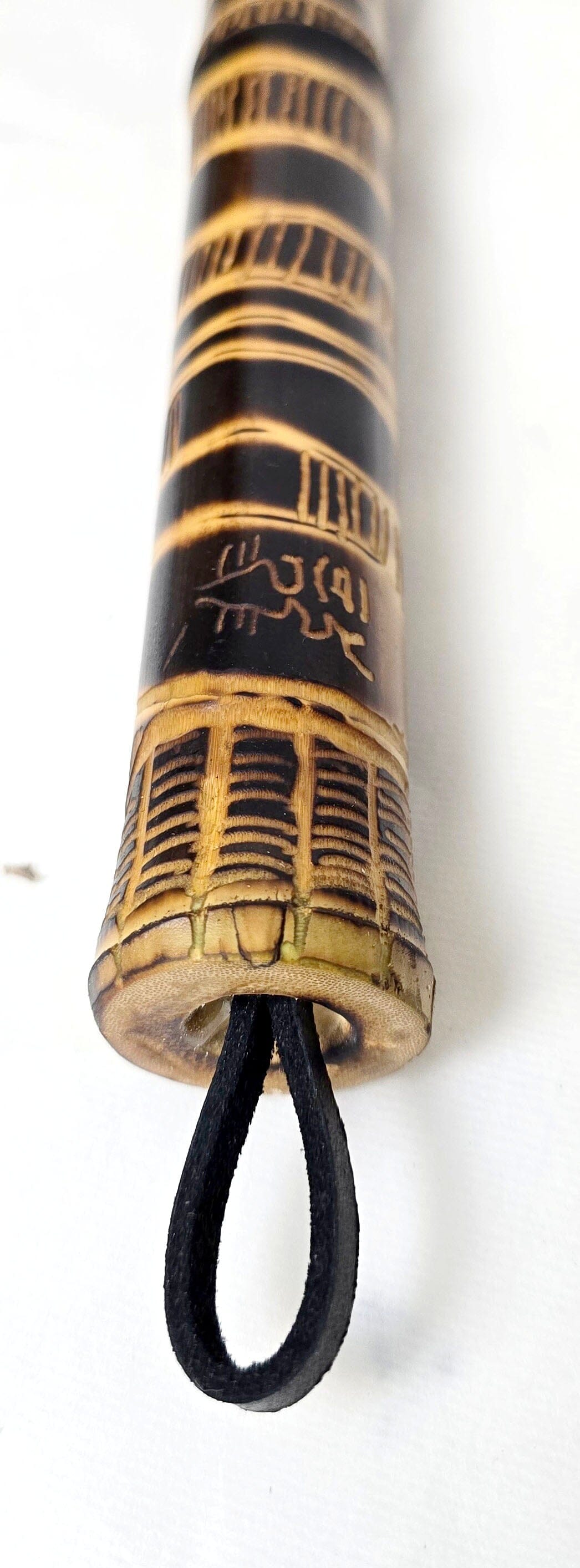 Handmade Sumi-Style Brush - Mixed Horsehair with Burned and Engraved Bamboo Handle Paintbrush Elizabeth Schowachert Art