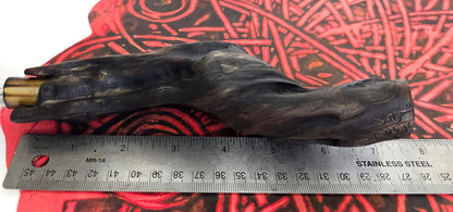 Handmade Sumi-Style Brush – Skunk and White Deer Tail with Sculpted Driftwood Handle Paintbrush Elizabeth Schowachert Art