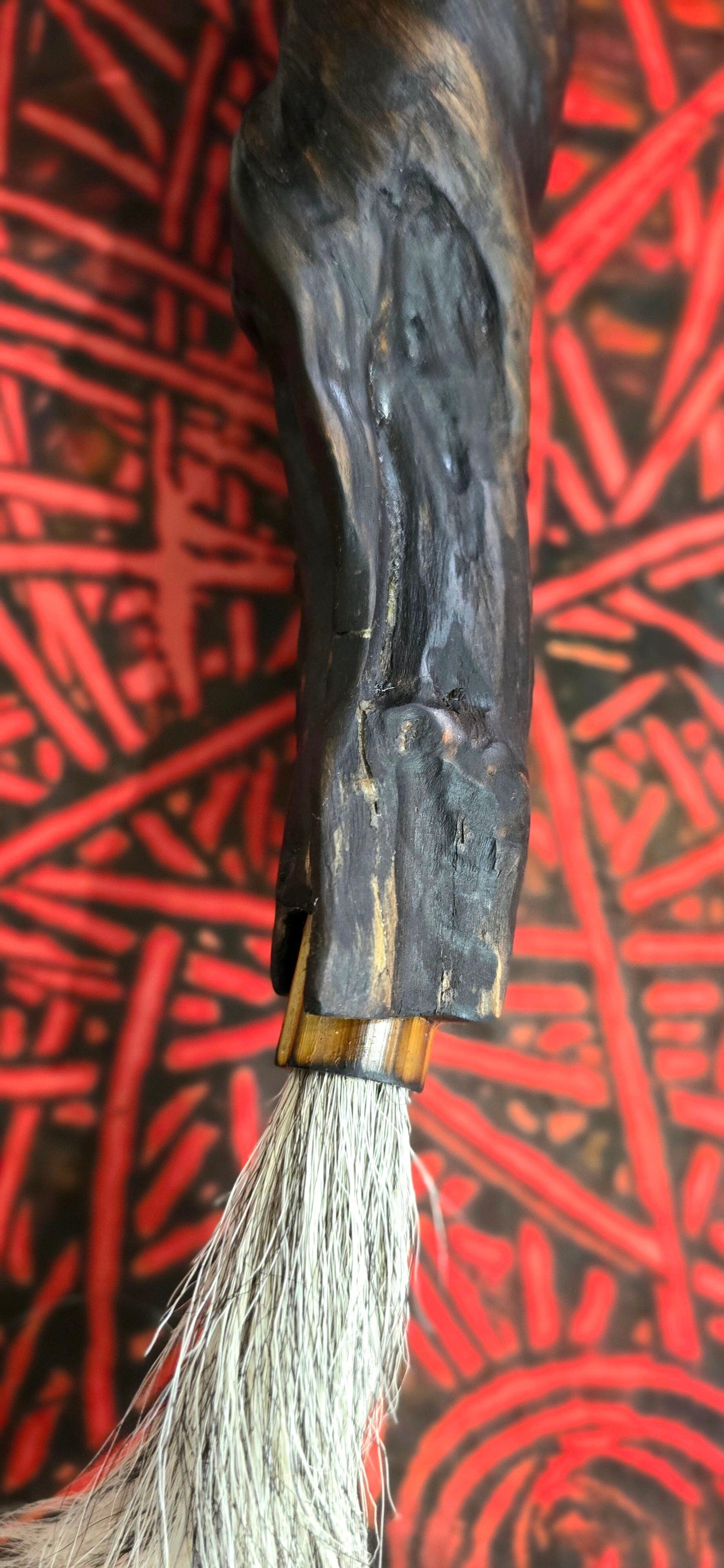 Handmade Sumi-Style Brush – Skunk and White Deer Tail with Sculpted Driftwood Handle Paintbrush Elizabeth Schowachert Art
