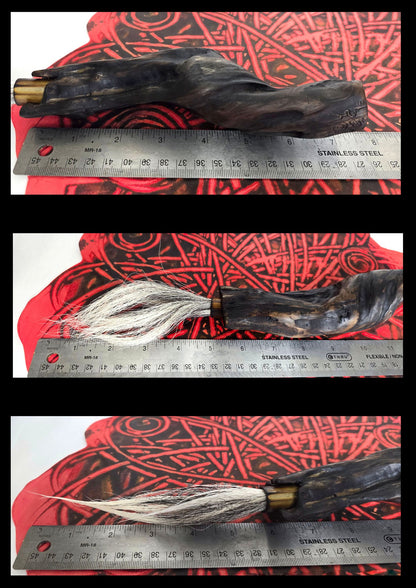 Handmade Sumi-Style Brush – Skunk and White Deer Tail with Sculpted Driftwood Handle Paintbrush Elizabeth Schowachert Art