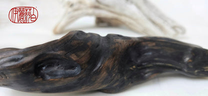 Handmade Sumi-Style Brush – Skunk and White Deer Tail with Sculpted Driftwood Handle Paintbrush Elizabeth Schowachert Art