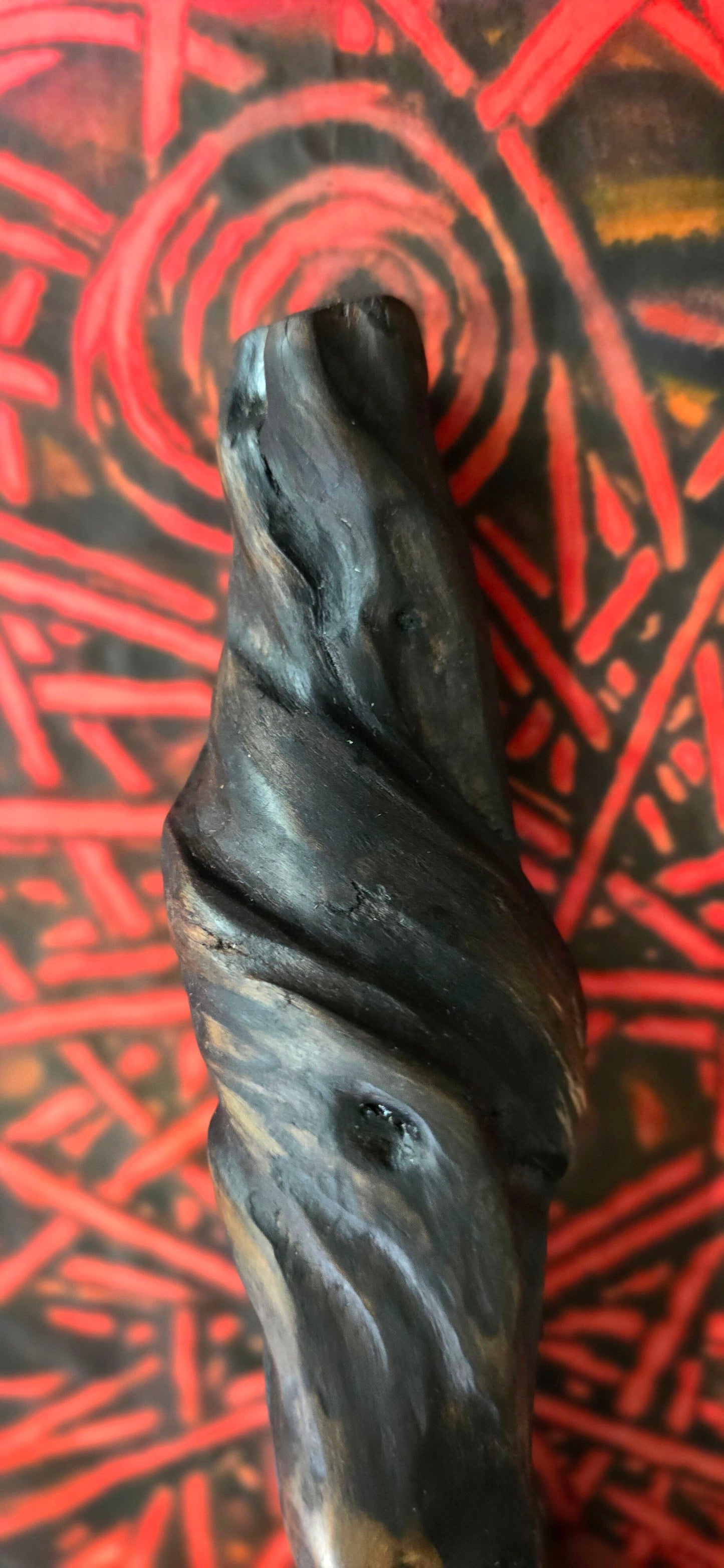 Handmade Sumi-Style Brush – Skunk and White Deer Tail with Sculpted Driftwood Handle Paintbrush Elizabeth Schowachert Art