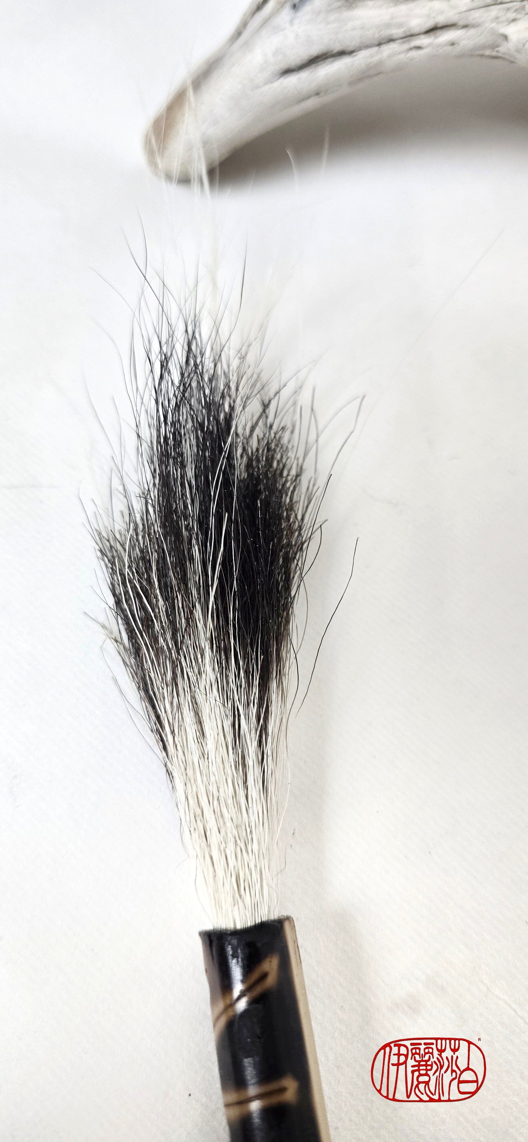 Handmade Sumi-Style Brush – Skunk Hair with Extended Fine Line Core and Bamboo Handle Paintbrush Elizabeth Schowachert Art