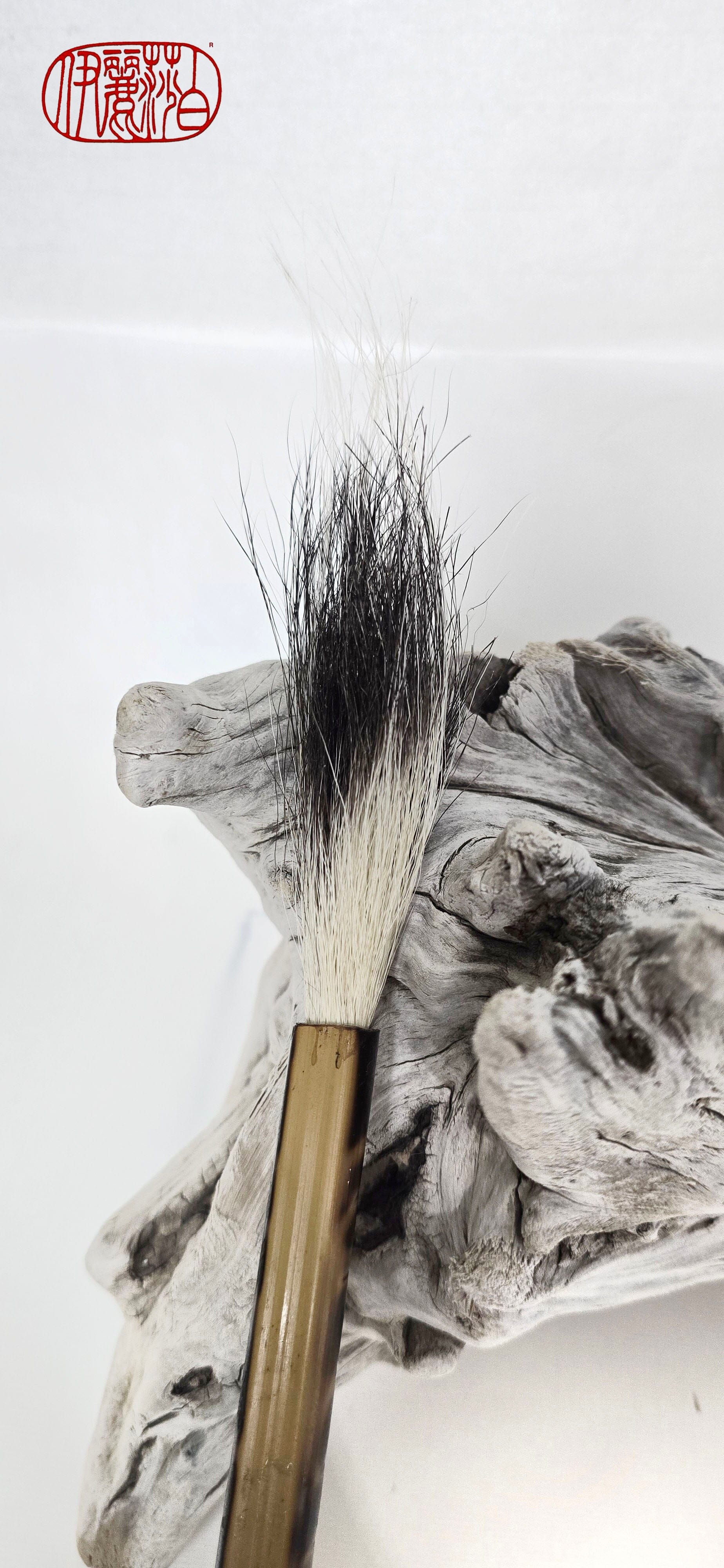 Handmade Sumi-Style Brush – Skunk Hair with Extended Fine Line Core and Bamboo Handle Paintbrush Elizabeth Schowachert Art