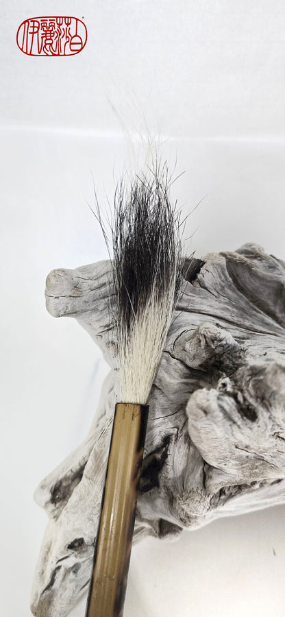 Handmade Sumi-Style Brush – Skunk Hair with Extended Fine Line Core and Bamboo Handle Paintbrush Elizabeth Schowachert Art