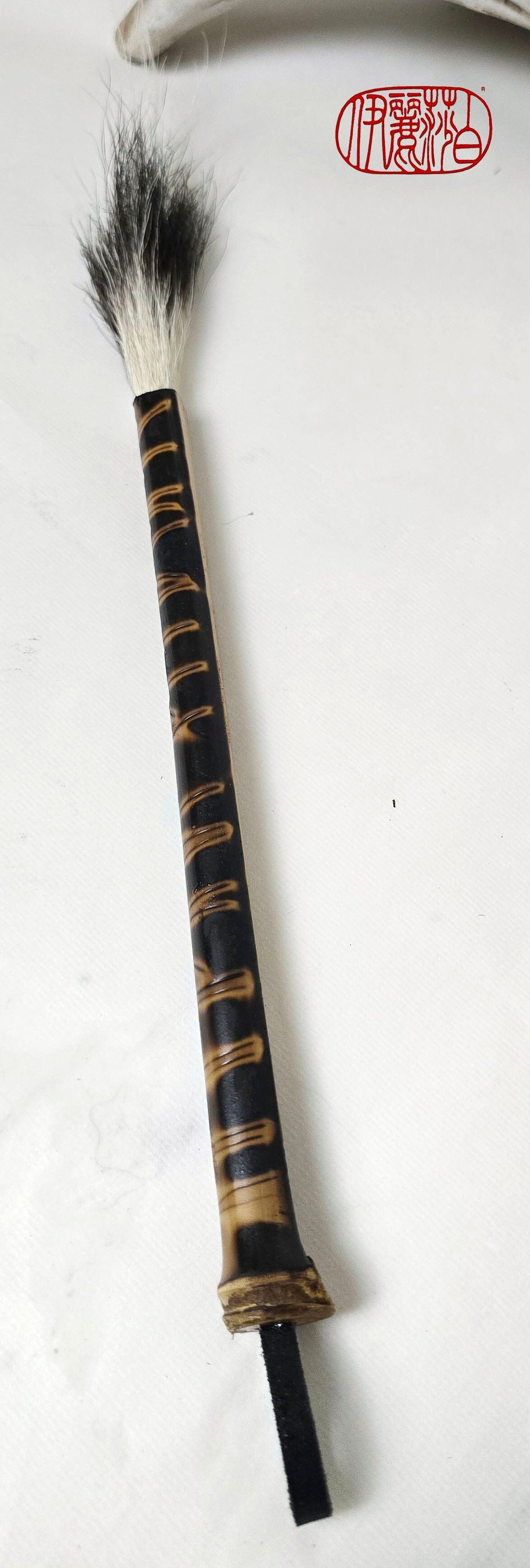 Handmade Sumi-Style Brush – Skunk Hair with Extended Fine Line Core and Bamboo Handle Paintbrush Elizabeth Schowachert Art