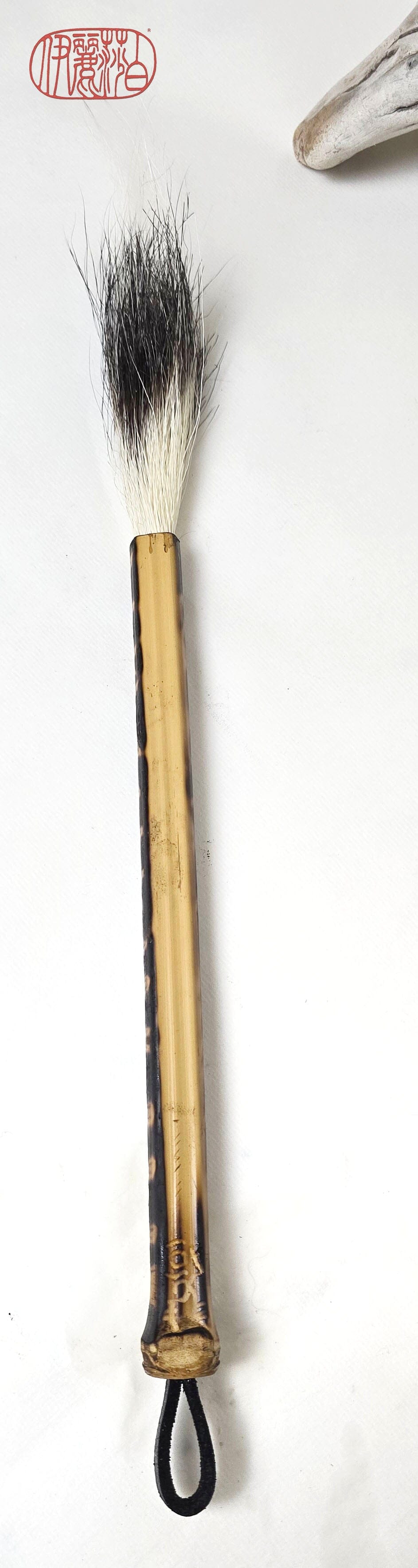 Handmade Sumi-Style Brush – Skunk Hair with Extended Fine Line Core and Bamboo Handle Paintbrush Elizabeth Schowachert Art