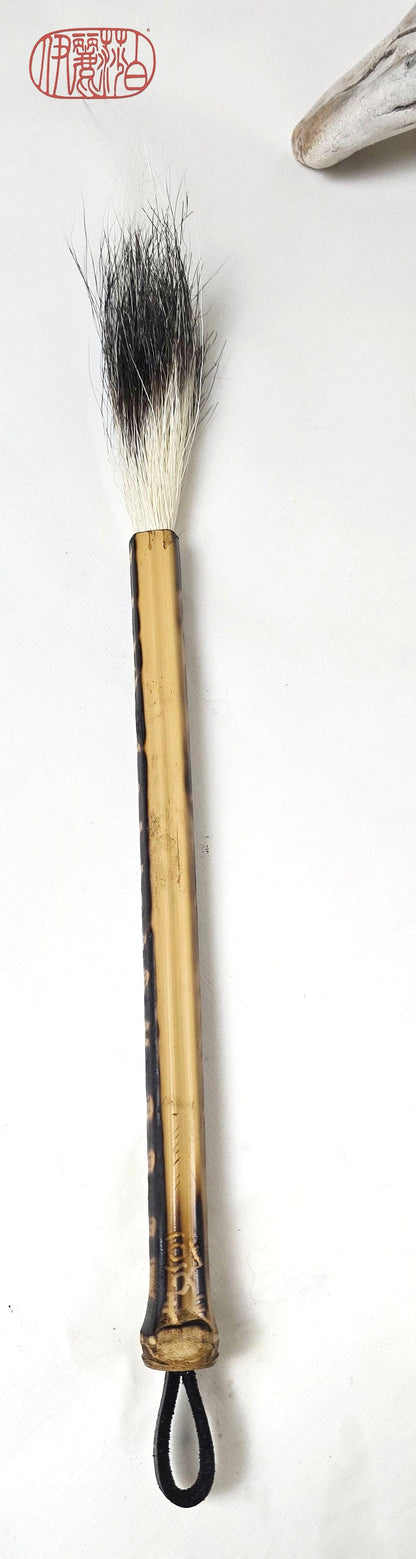 Handmade Sumi-Style Brush – Skunk Hair with Extended Fine Line Core and Bamboo Handle Paintbrush Elizabeth Schowachert Art