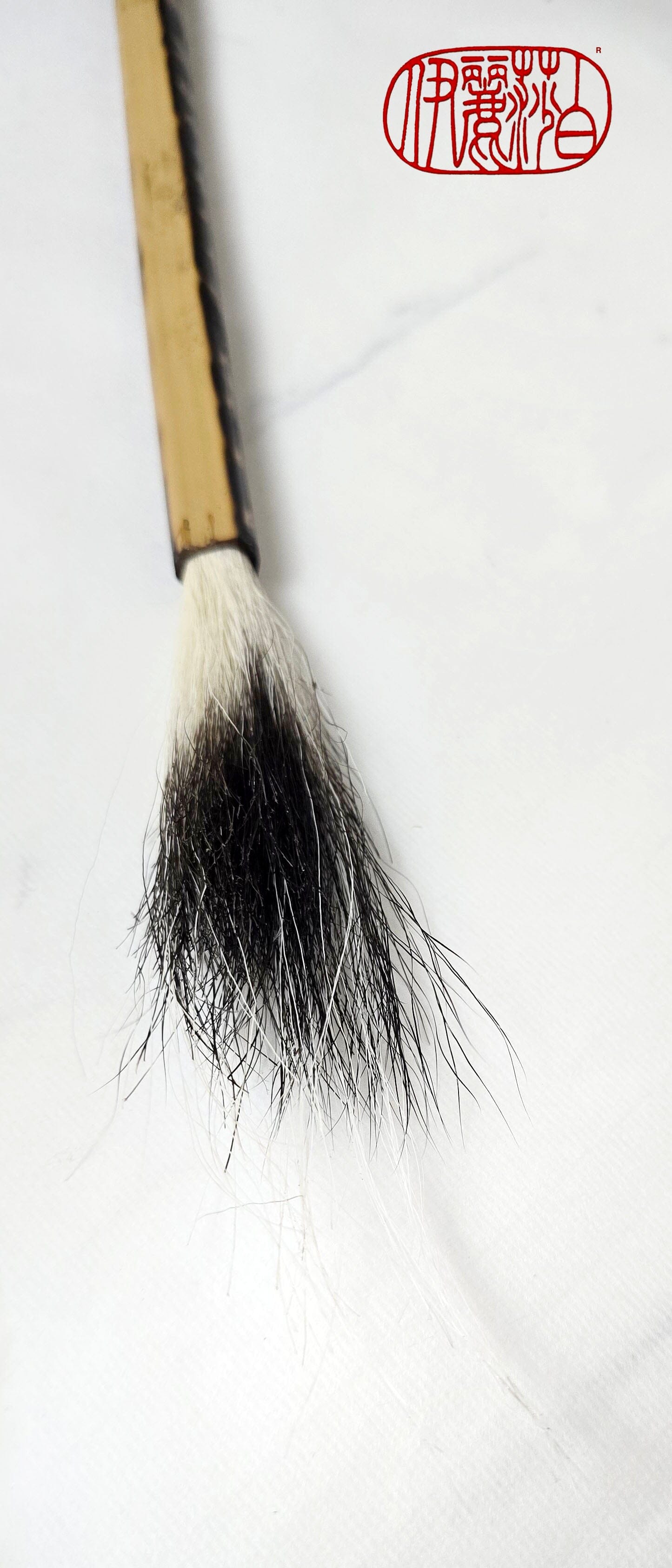 Handmade Sumi-Style Brush – Skunk Hair with Extended Fine Line Core and Bamboo Handle Paintbrush Elizabeth Schowachert Art