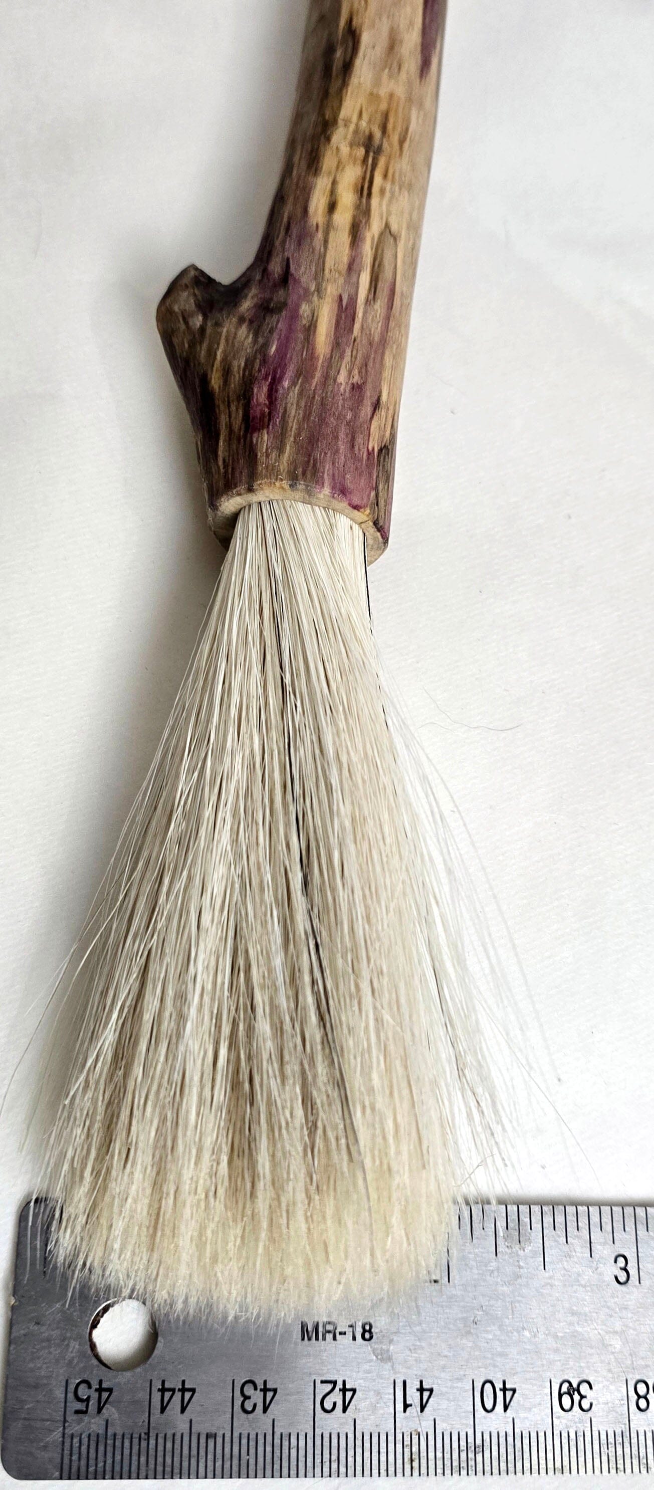 Handmade Sumi-Style Brush – White Horsehair with Birch Driftwood Handle Paintbrush Elizabeth Schowachert Art