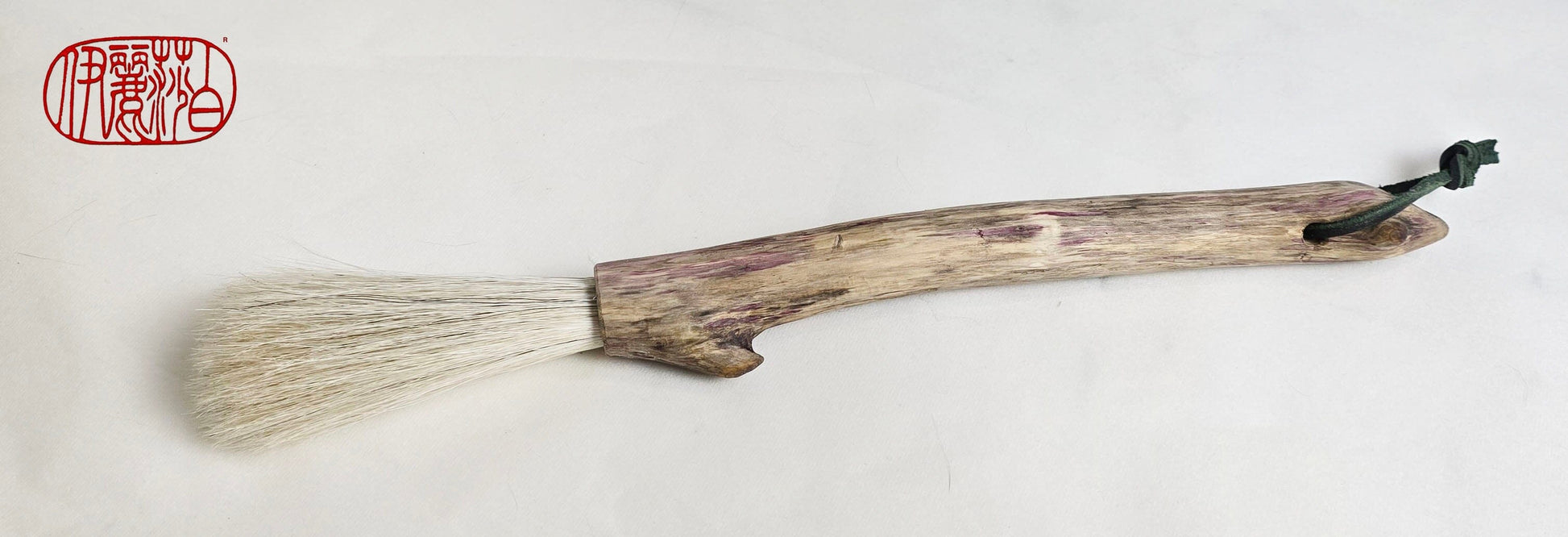 Handmade Sumi-Style Brush – White Horsehair with Birch Driftwood Handle Paintbrush Elizabeth Schowachert Art