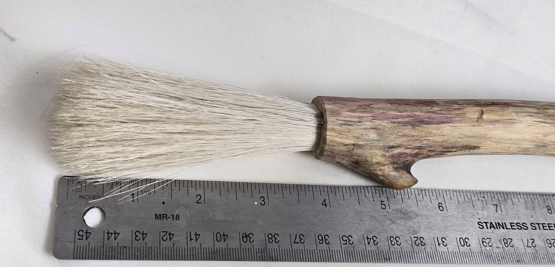 Handmade Sumi-Style Brush – White Horsehair with Birch Driftwood Handle Paintbrush Elizabeth Schowachert Art