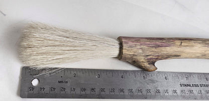 Handmade Sumi-Style Brush – White Horsehair with Birch Driftwood Handle Paintbrush Elizabeth Schowachert Art