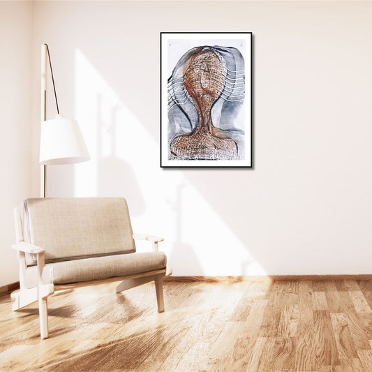 Held Form – Original Encaustic Monotype on Handmade Asian Paper Artwork Elizabeth Schowachert Art