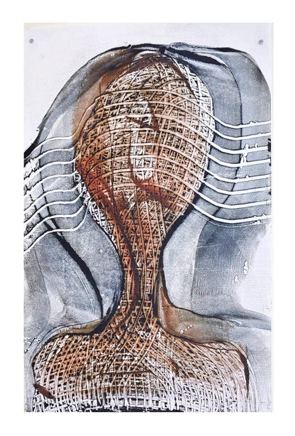 Held Form – Original Encaustic Monotype on Handmade Asian Paper Artwork Elizabeth Schowachert Art
