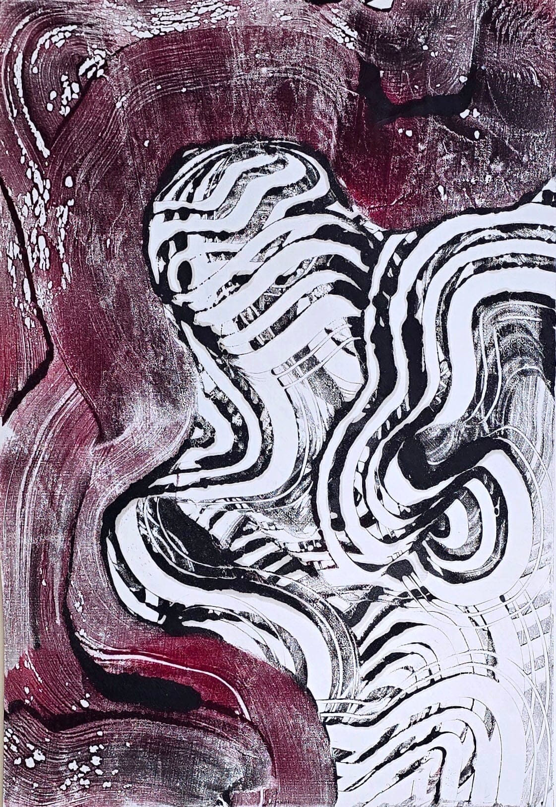 Held in Motion – Original Encaustic Monotype on Handmade Asian Paper Artwork Elizabeth Schowachert Art