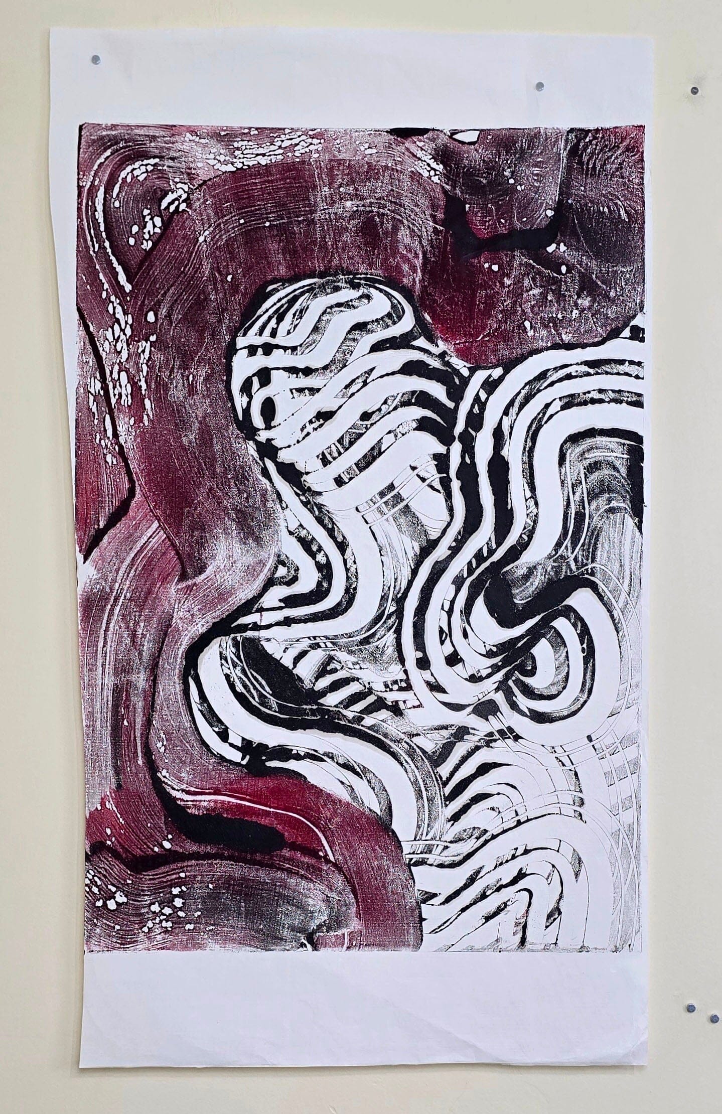 Held in Motion – Original Encaustic Monotype on Handmade Asian Paper Artwork Elizabeth Schowachert Art