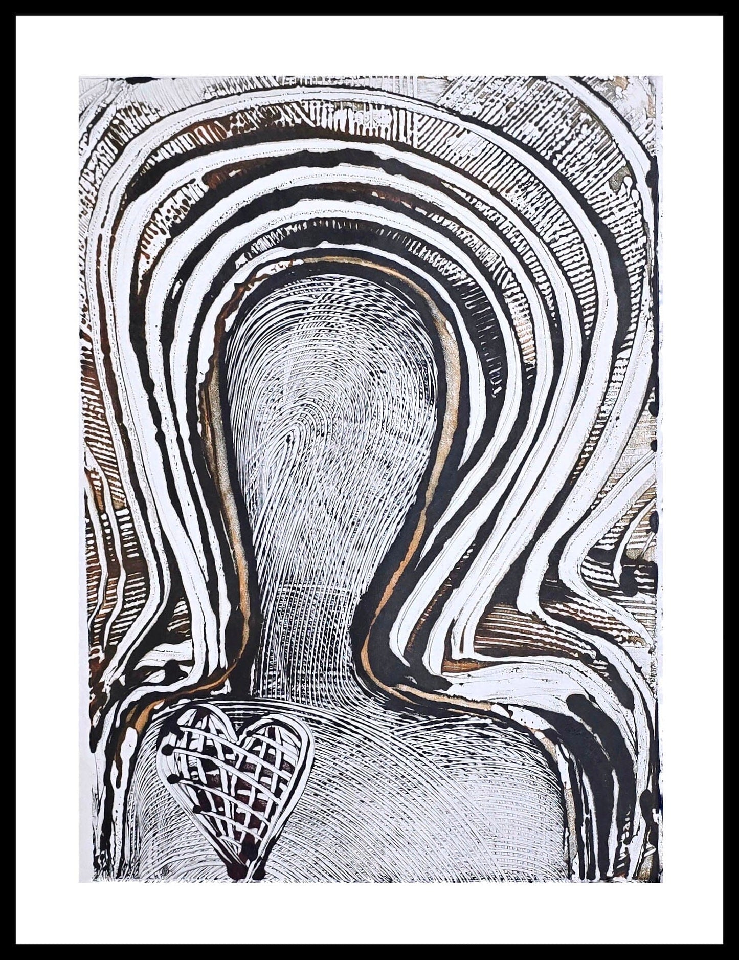 Holding the Center – Original Encaustic Monotype on Handmade Asian Paper Artwork Elizabeth Schowachert Art