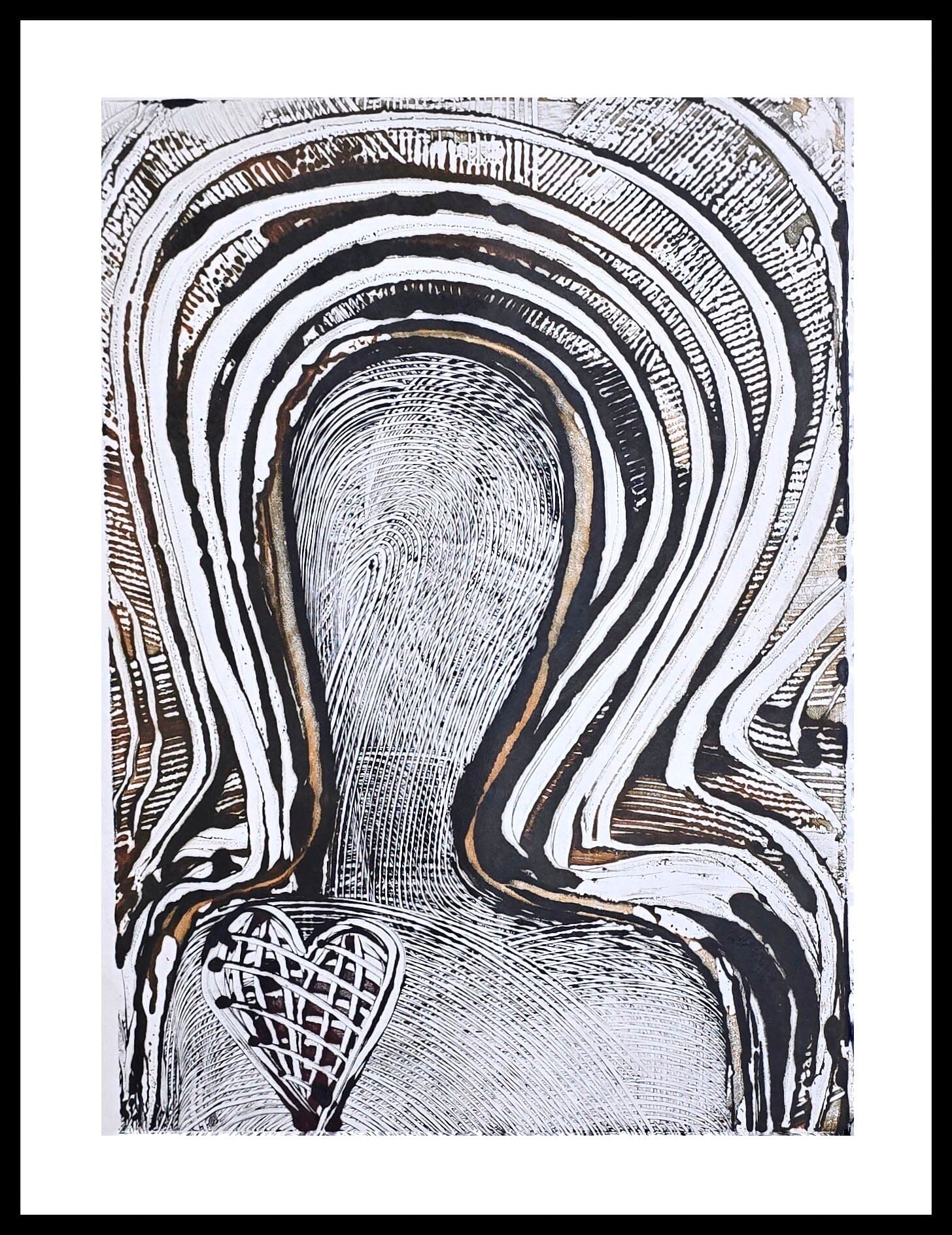 Holding the Center – Original Encaustic Monotype on Handmade Asian Paper Artwork Elizabeth Schowachert Art