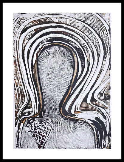 Holding the Center – Original Encaustic Monotype on Handmade Asian Paper Artwork Elizabeth Schowachert Art