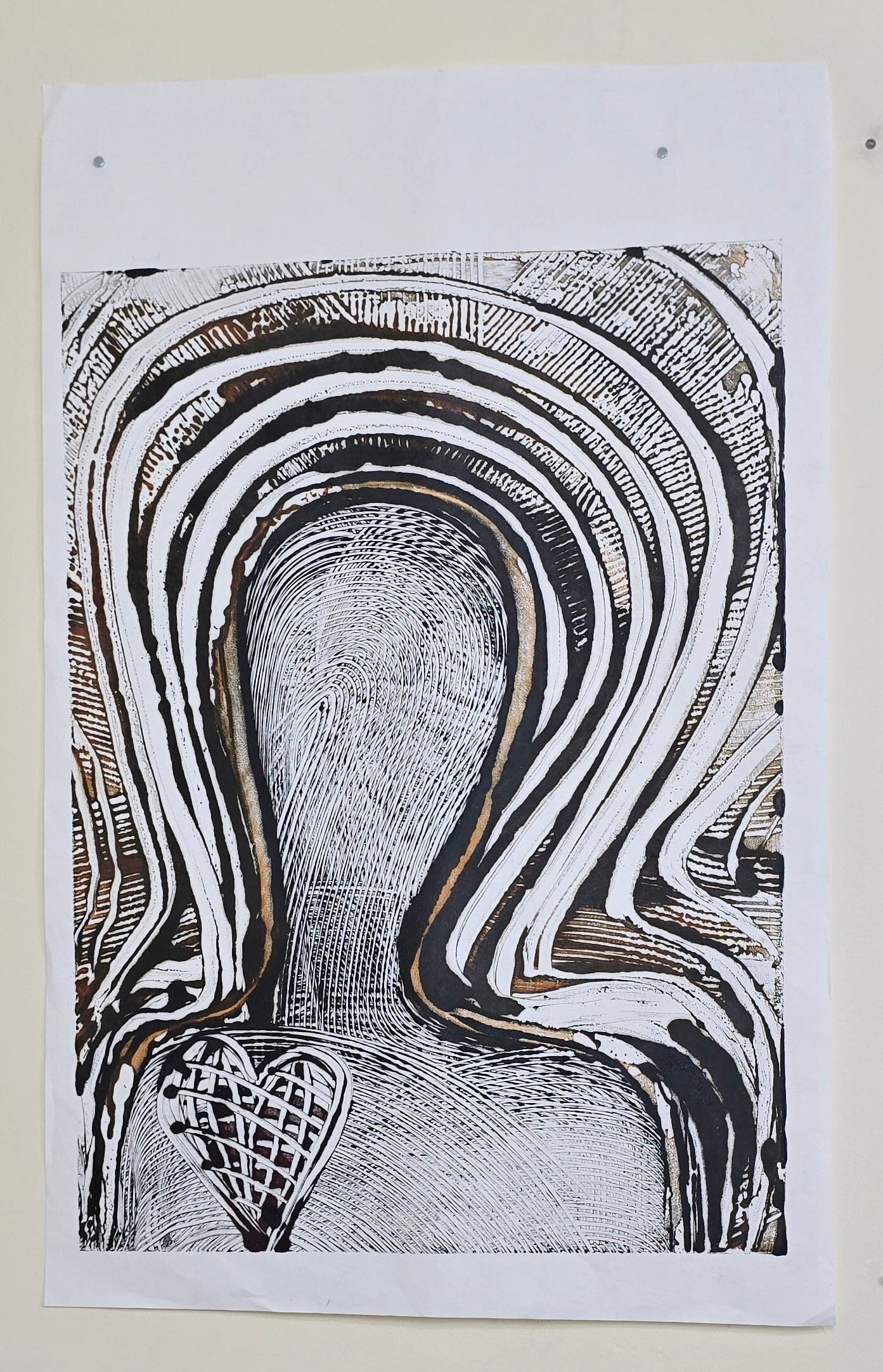 Holding the Center – Original Encaustic Monotype on Handmade Asian Paper Artwork Elizabeth Schowachert Art