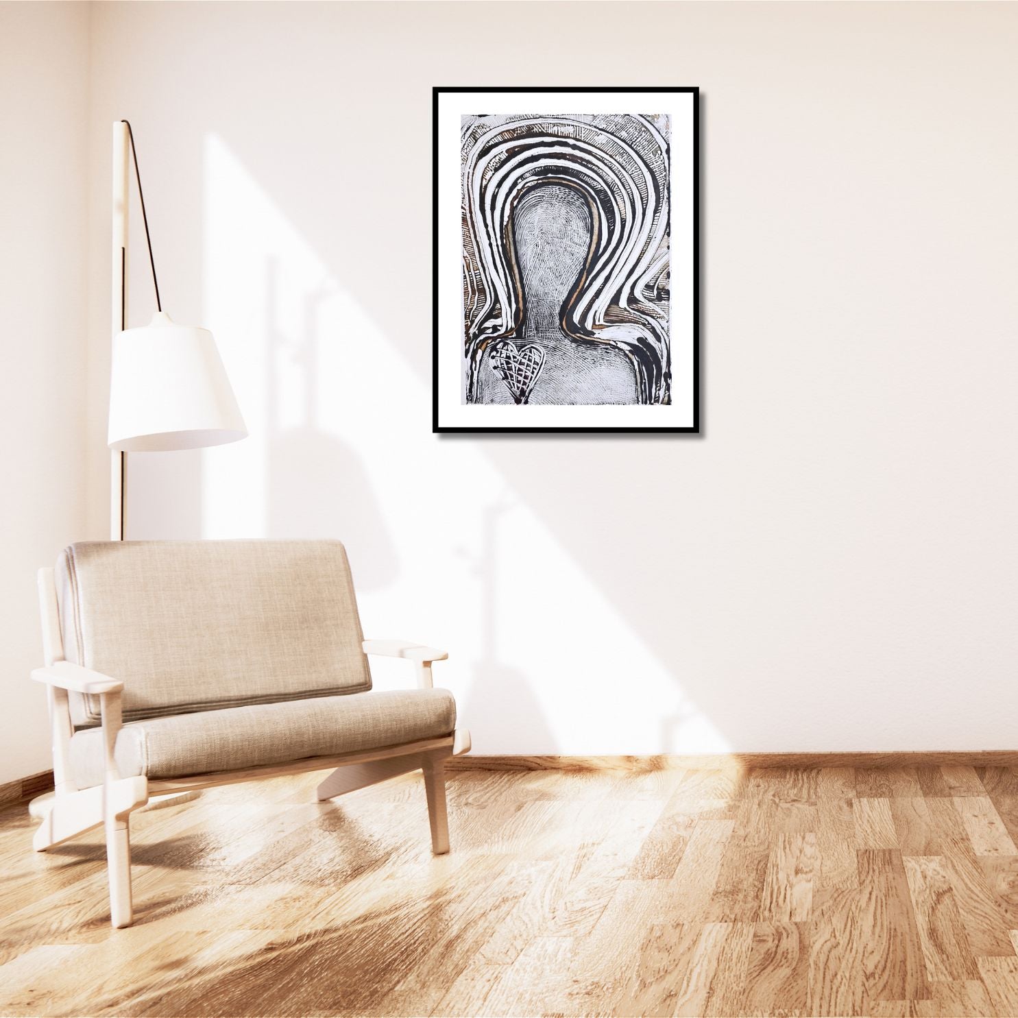 Holding the Center – Original Encaustic Monotype on Handmade Asian Paper Artwork Elizabeth Schowachert Art
