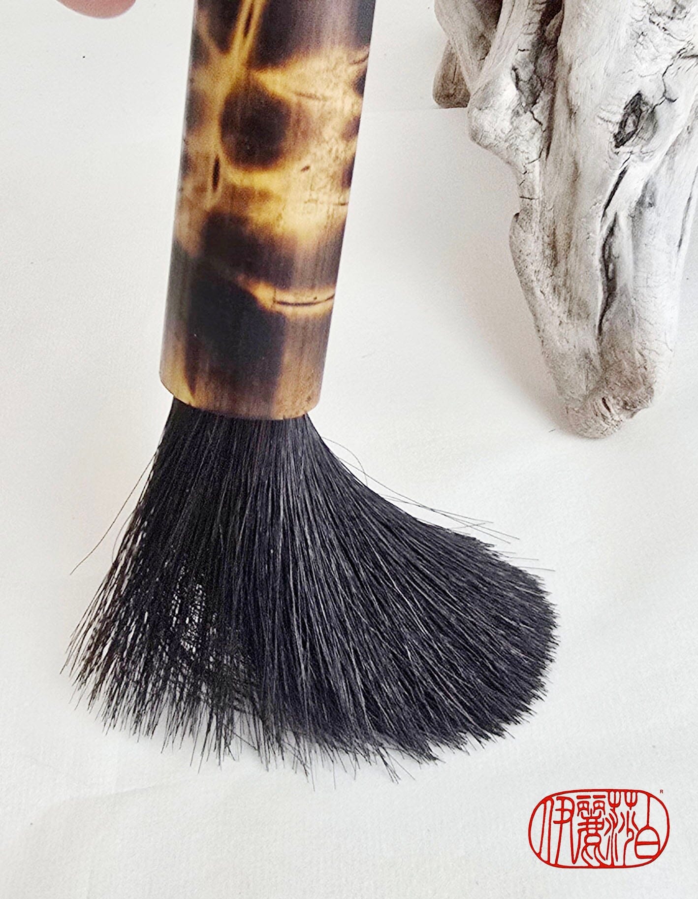 Horsehair Mark-Making Brush — Burned Bamboo Handle Paintbrush Elizabeth Schowachert Art