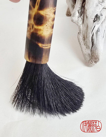 Horsehair Mark-Making Brush — Burned Bamboo Handle Paintbrush Elizabeth Schowachert Art