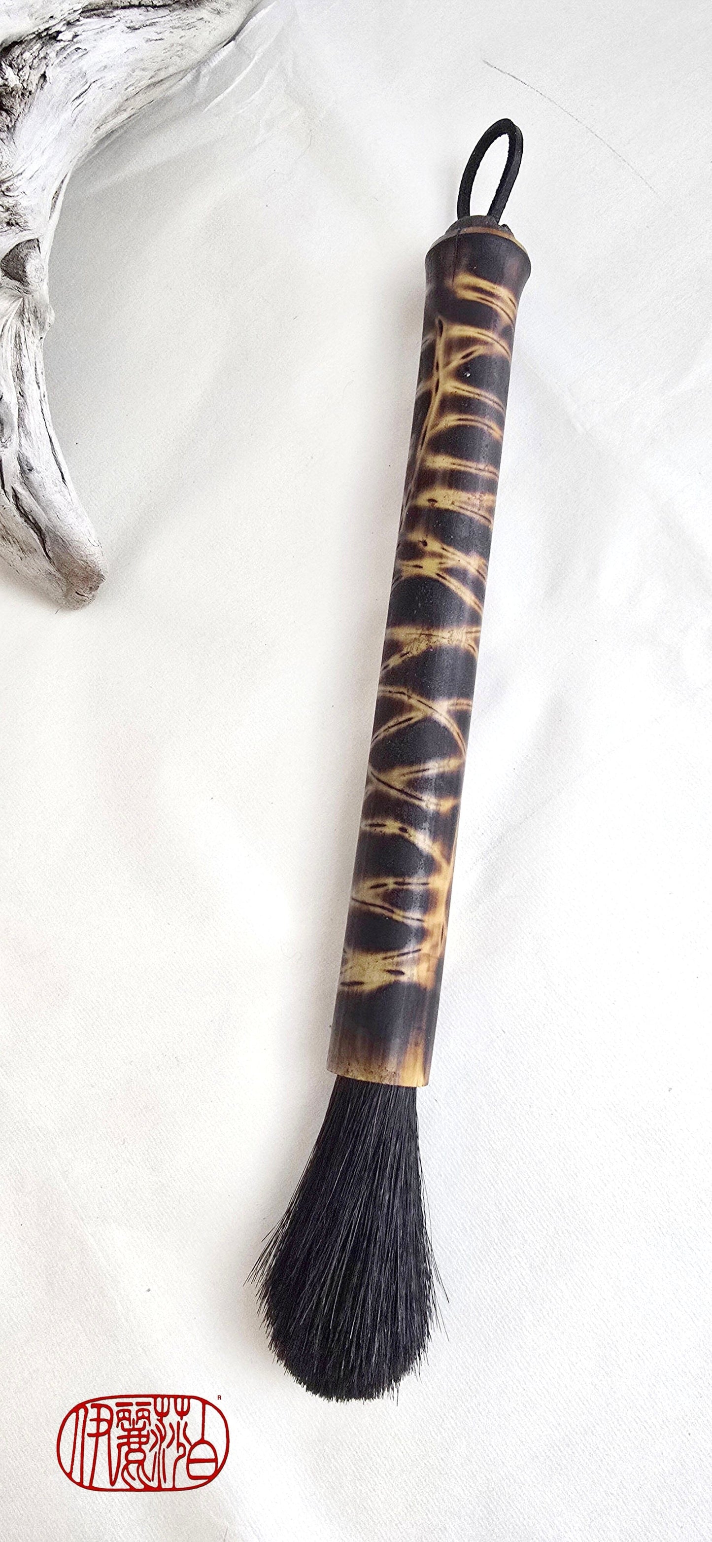 Horsehair Mark-Making Brush — Burned Bamboo Handle Paintbrush Elizabeth Schowachert Art