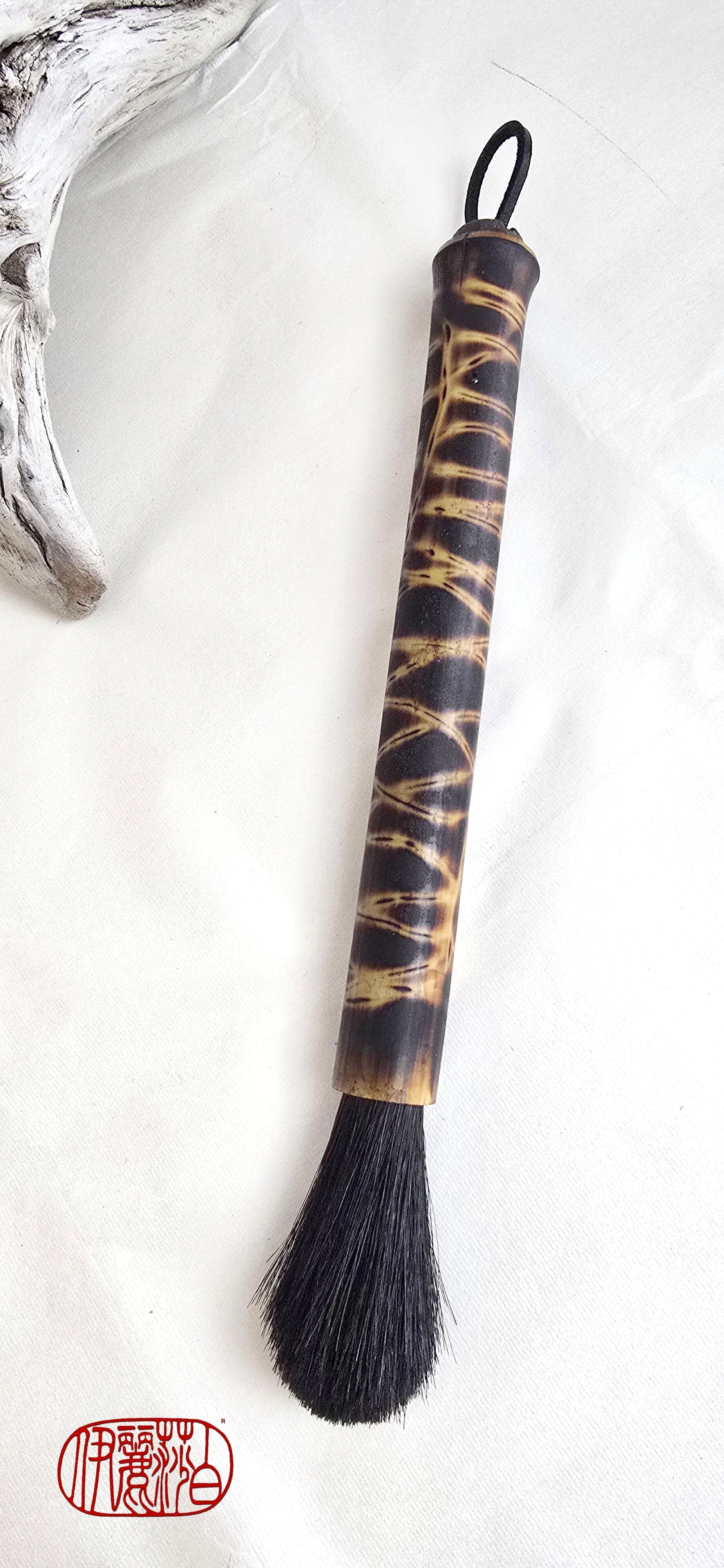Horsehair Mark-Making Brush — Burned Bamboo Handle Paintbrush Elizabeth Schowachert Art