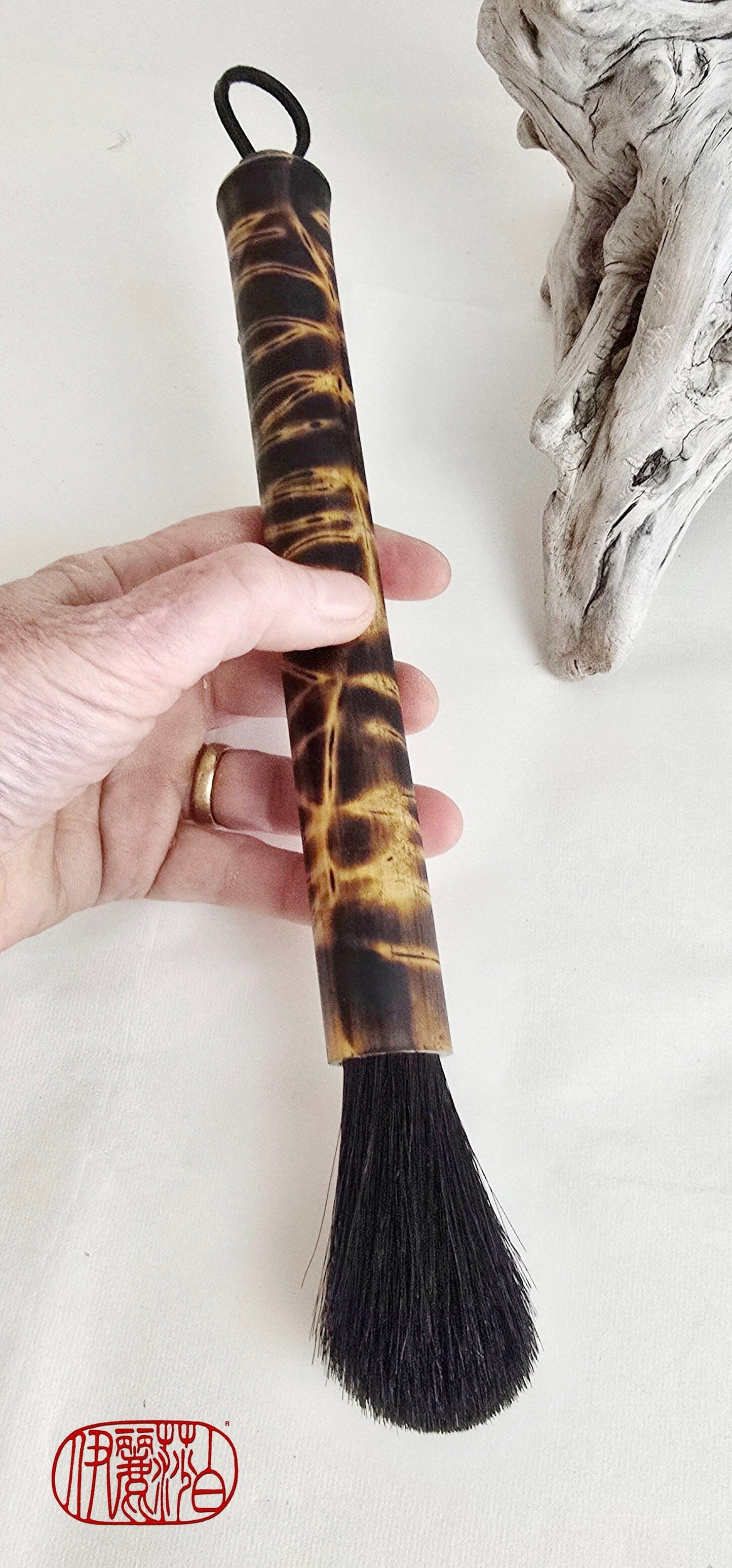Horsehair Mark-Making Brush — Burned Bamboo Handle Paintbrush Elizabeth Schowachert Art
