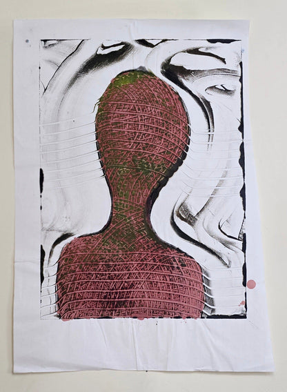 Internal Weave – Original Encaustic Monotype on Handmade Asian Paper Artwork Elizabeth Schowachert Art