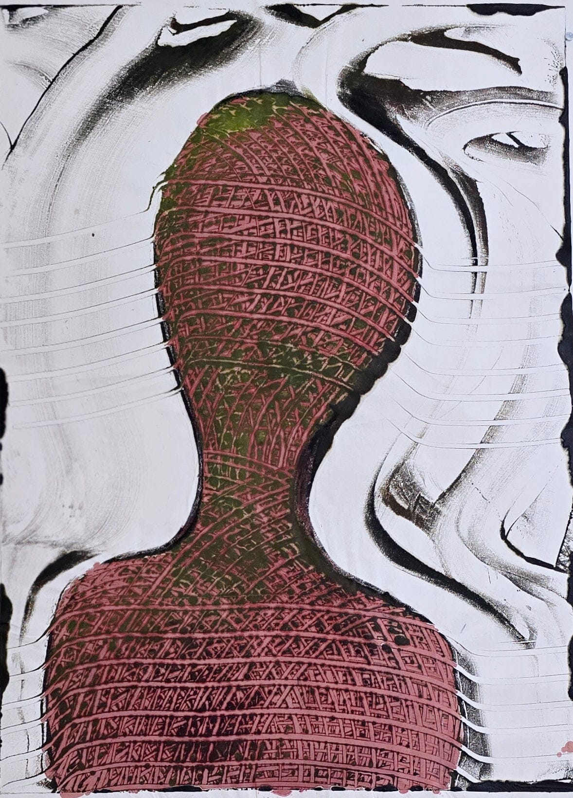 Internal Weave – Original Encaustic Monotype on Handmade Asian Paper Artwork Elizabeth Schowachert Art