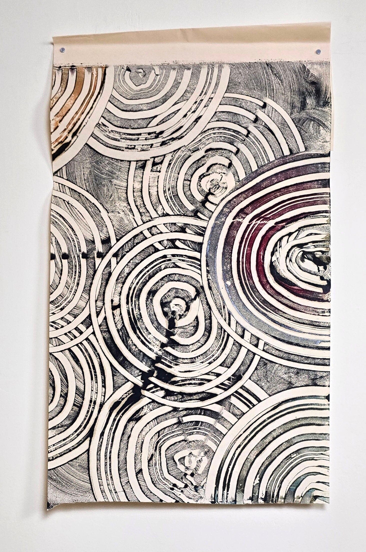 Intervals — Encaustic Monotype on Handmade Bamboo Paper Artwork Elizabeth Schowachert Art